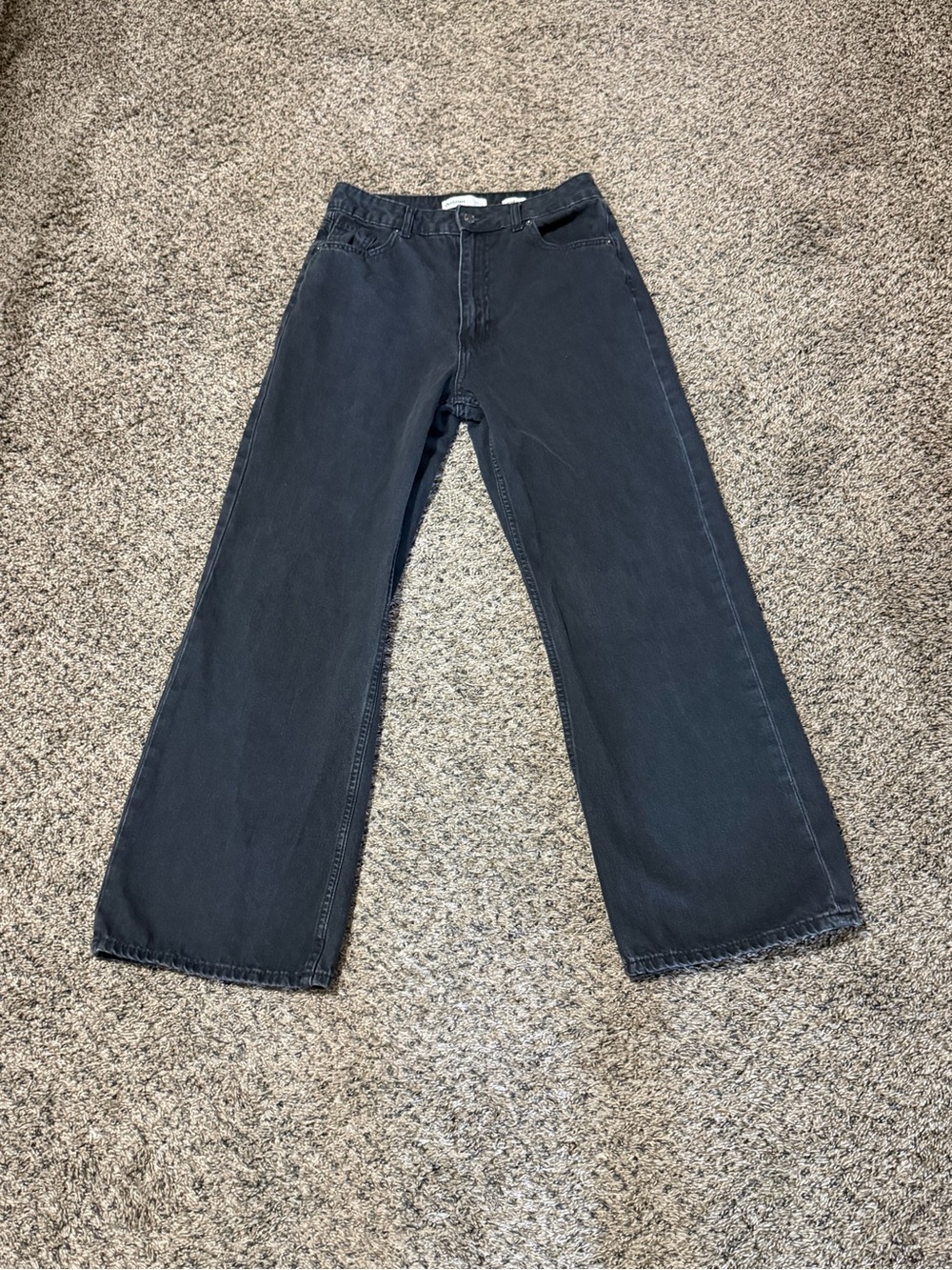 High-Rise Wide-Leg Jeans in Washed Black